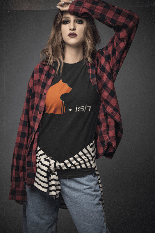 Bearish candlestick design on a black t-shirt mockup featuring a young woman wearing a bella canvas t-shirt.